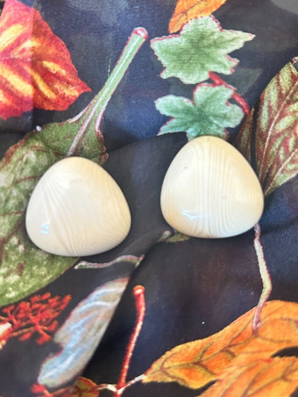 Vintage Richelieu Pierced Earrings w/Comfort Clip Support - Lucite Milk Glass